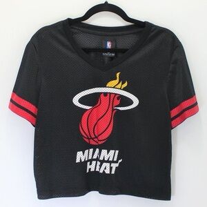 Miami Heat Black Mesh Cropped Jersey Top
